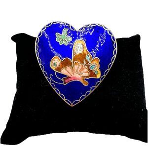 Vintage Blue Multicolor Cloisonne Butterfly Design Scarf Clip Pendant Accessory